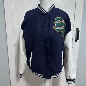 Limited Too Navy and White Varsity Jacket